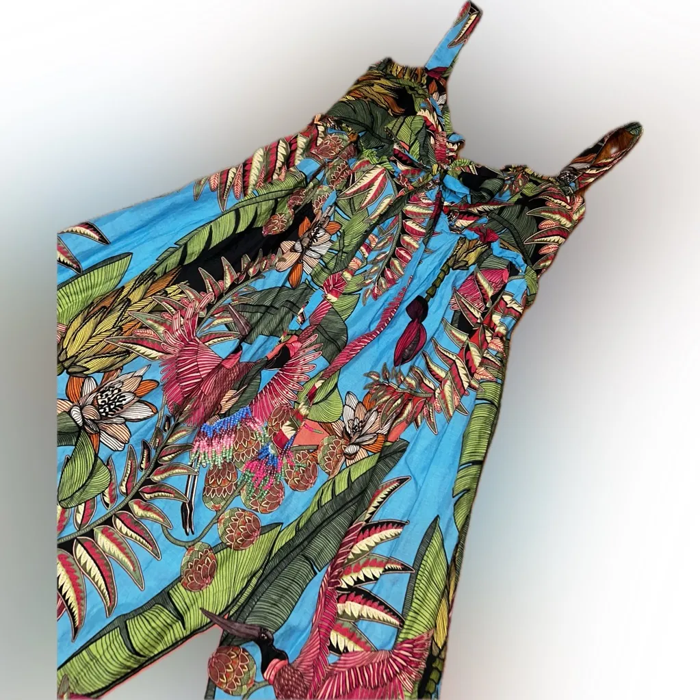 NWOT Farm Rio Anthropologie Tuiuiu Tropical Coastal BabydollFloral Maxi Dress XS - Image 12