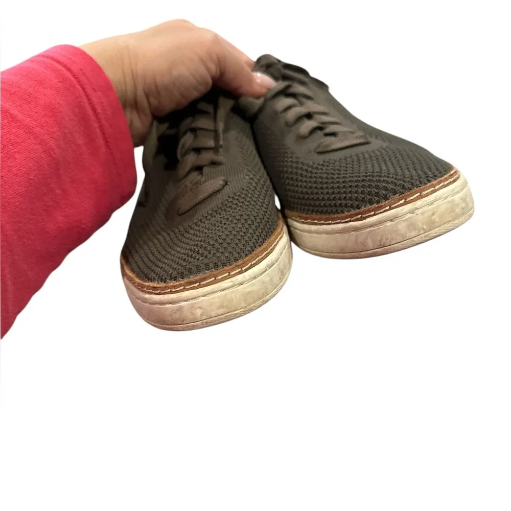 Ugg Sydney Olive Green Lace-up Textured Sweater Sneaker Leather Shoes 10 - Image 8