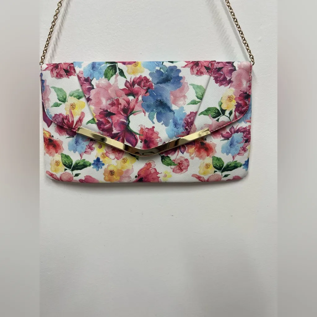 Jessica McClintock Floral Print Clutch with Chain - Image 2