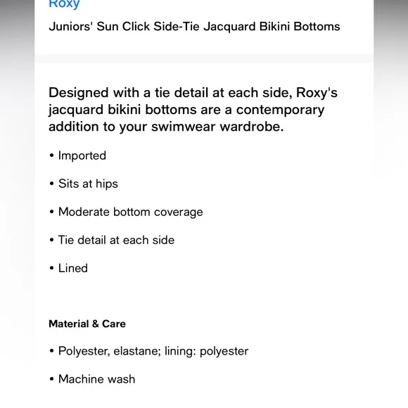 ROXY NWT Sunclick jacquard bralette bikini top‎ + side tie bottoms L - Image 12