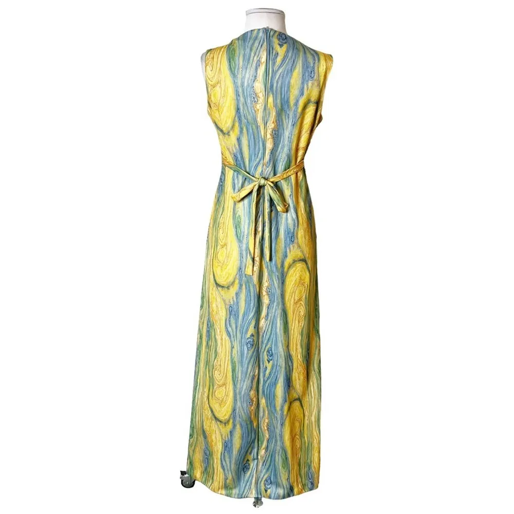 VINTAGE 1970’s Leslie Fay knits tie back maxi dress - Image 2