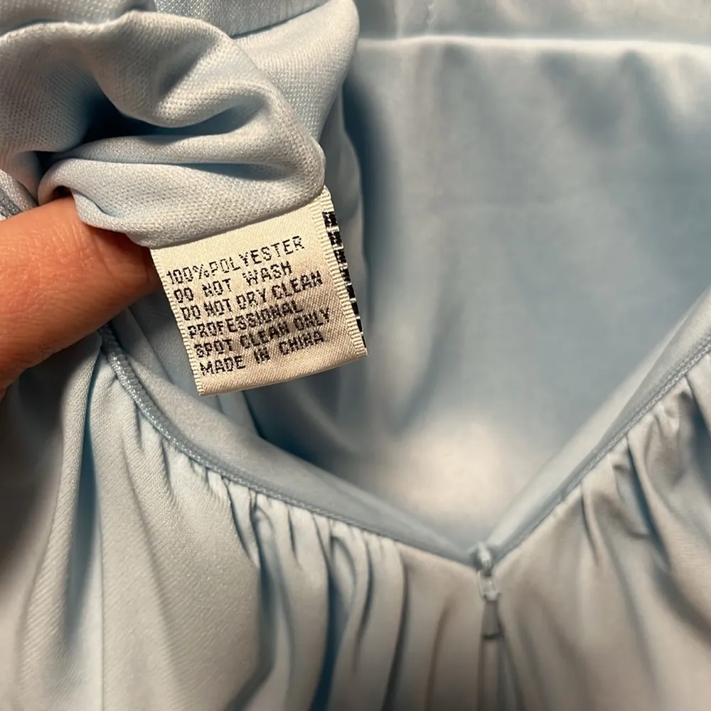 IEENA FOR MAC DUGGAL Powder Blue Foldover Long Sleeve Jeweled Midi Dress,Size 12 - Image 15