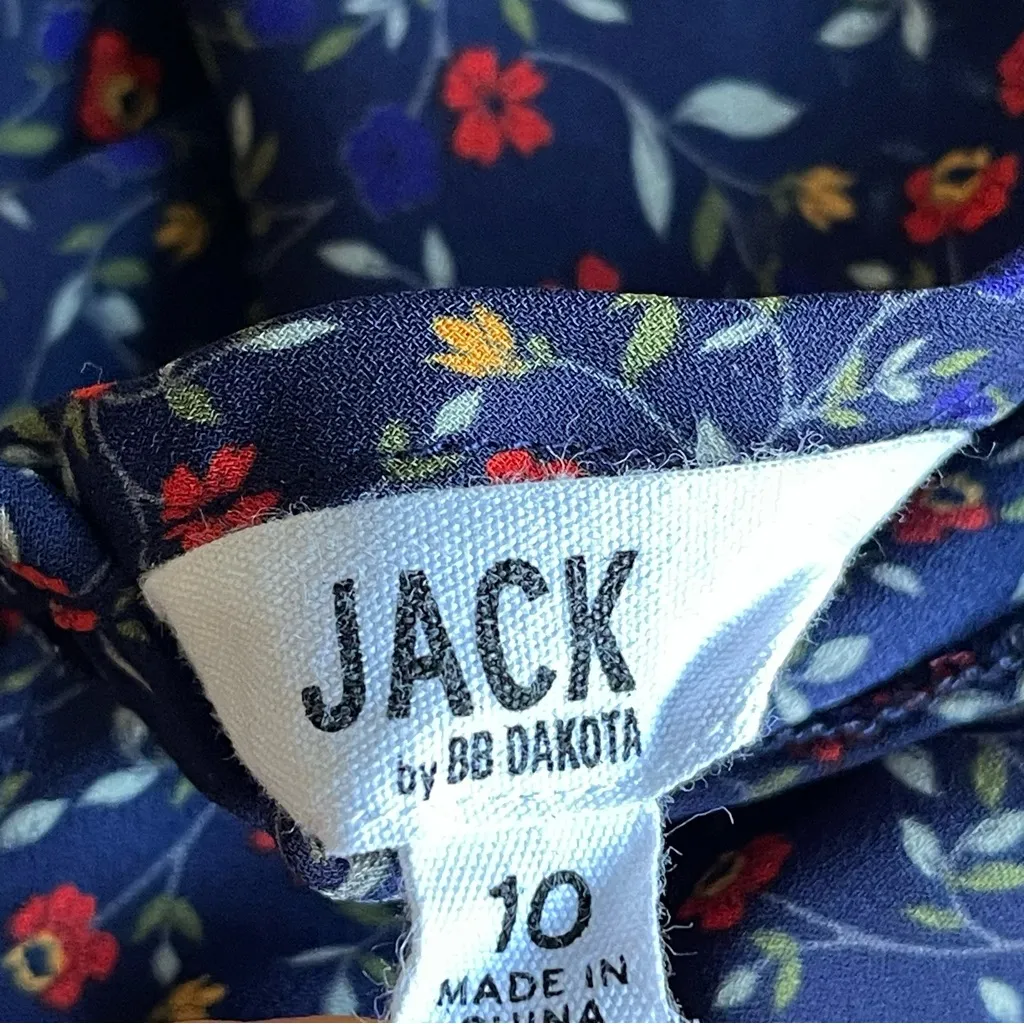 JACK by BB Dakota Navy Floral Ruffle Long Sleeve Dress (Navy Blue) - 10 - Image 8