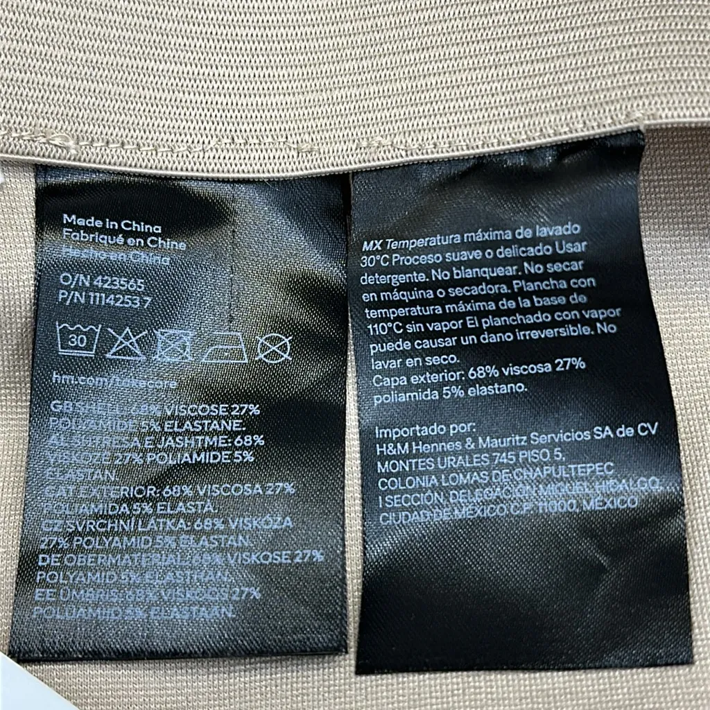 H&M Beige Wrap Over Slit Front Pull On Stretch Mini Skirt Womens XL - Image 10