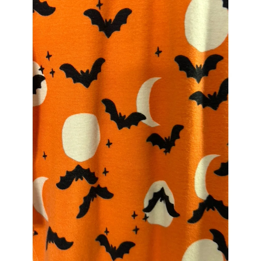 Hanna Andersson Orange Halloween Bats Full Moon Pajama Pants Size Medium - Image 3