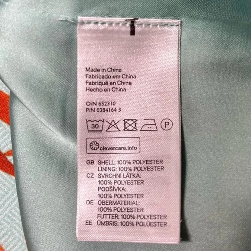 H&M Chiffon Halter Tank Top Tropical Palm Leaf Print Aqua Orange 6 Small - Image 10