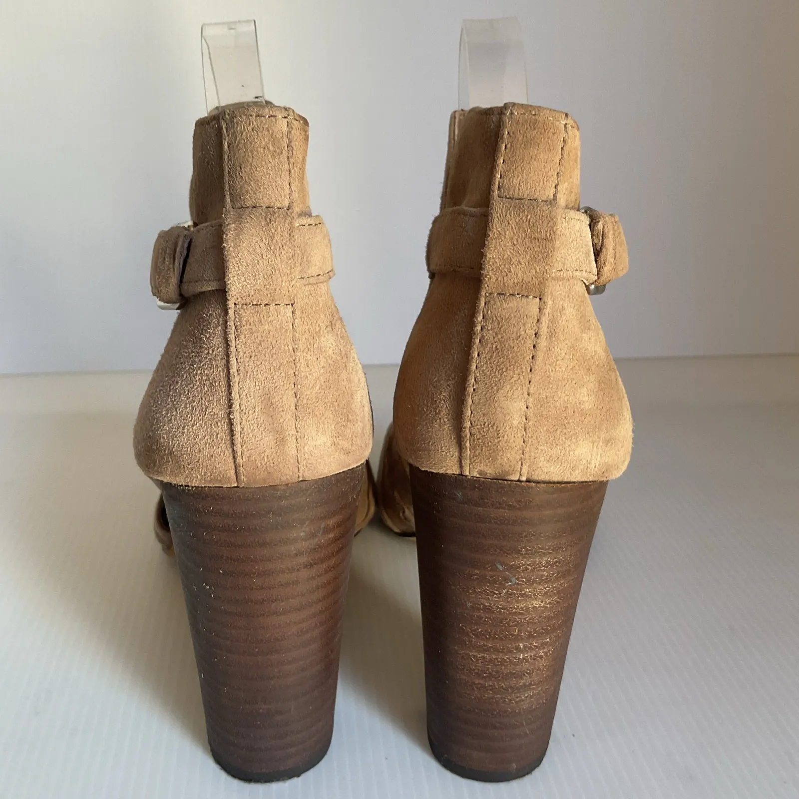 Vince Camuto Peep Toe Booties Western Heels Cutout 8.5M  Buckle Sandals - Image 10