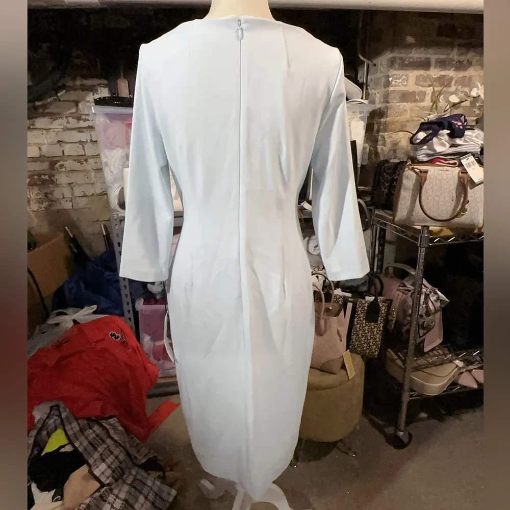 Calvin Klein folder collar sky baby blue long 3/4 sleeve zip back size 10 NWT - Image 6