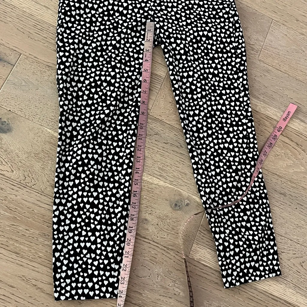 J.Crew Mercantile Heart Print Ankle Pants Black White Cotton Stretch Size 2 - Image 6