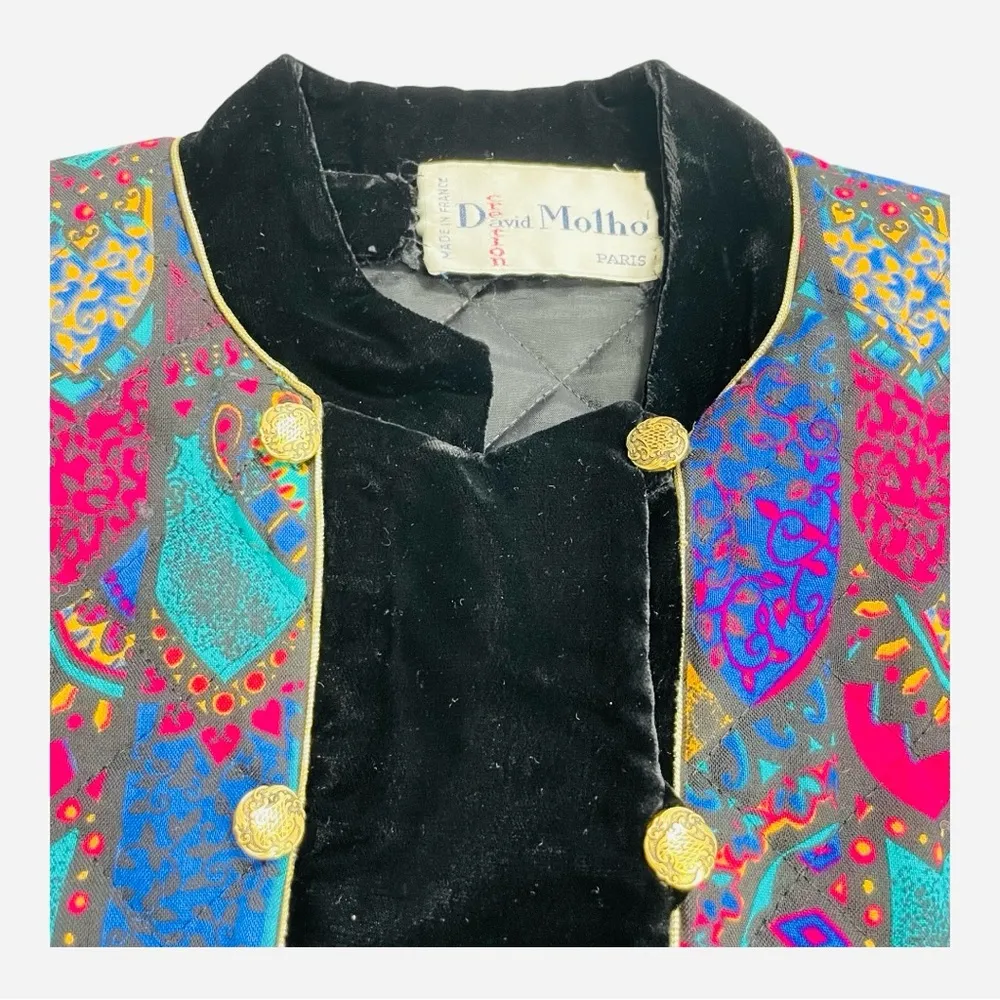 Vintage David Molho quilted jacket from the 1980s, evening piece made in France Purple Size undefined - Image 7