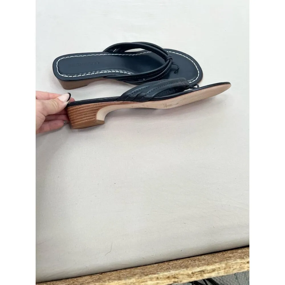 Bernardo Navy Blue Slipon Stitch Detailing Square Toe MIAMI Thong Sandals 10M - Image 4