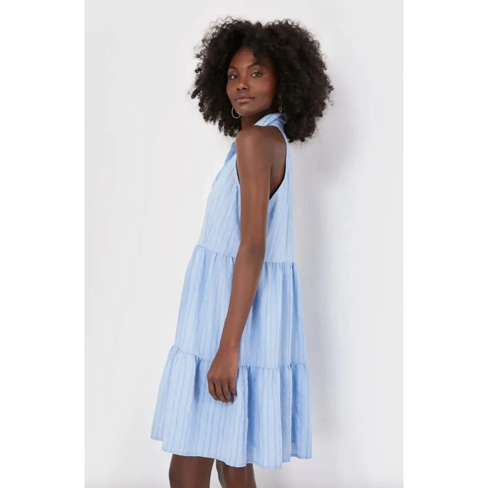 Pomander Place Tuckernuck Blue Seersucker Sailor Shirt Dress Striped Small NWT - Image 2