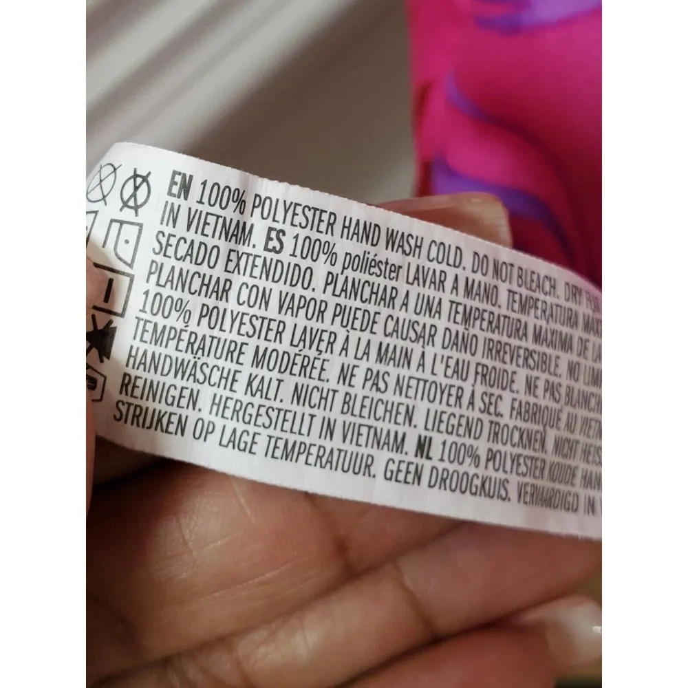 Forever 21 Pink Purple Satin Abstract Leaf Sleeveless Knee Length Dress Large - Image 12