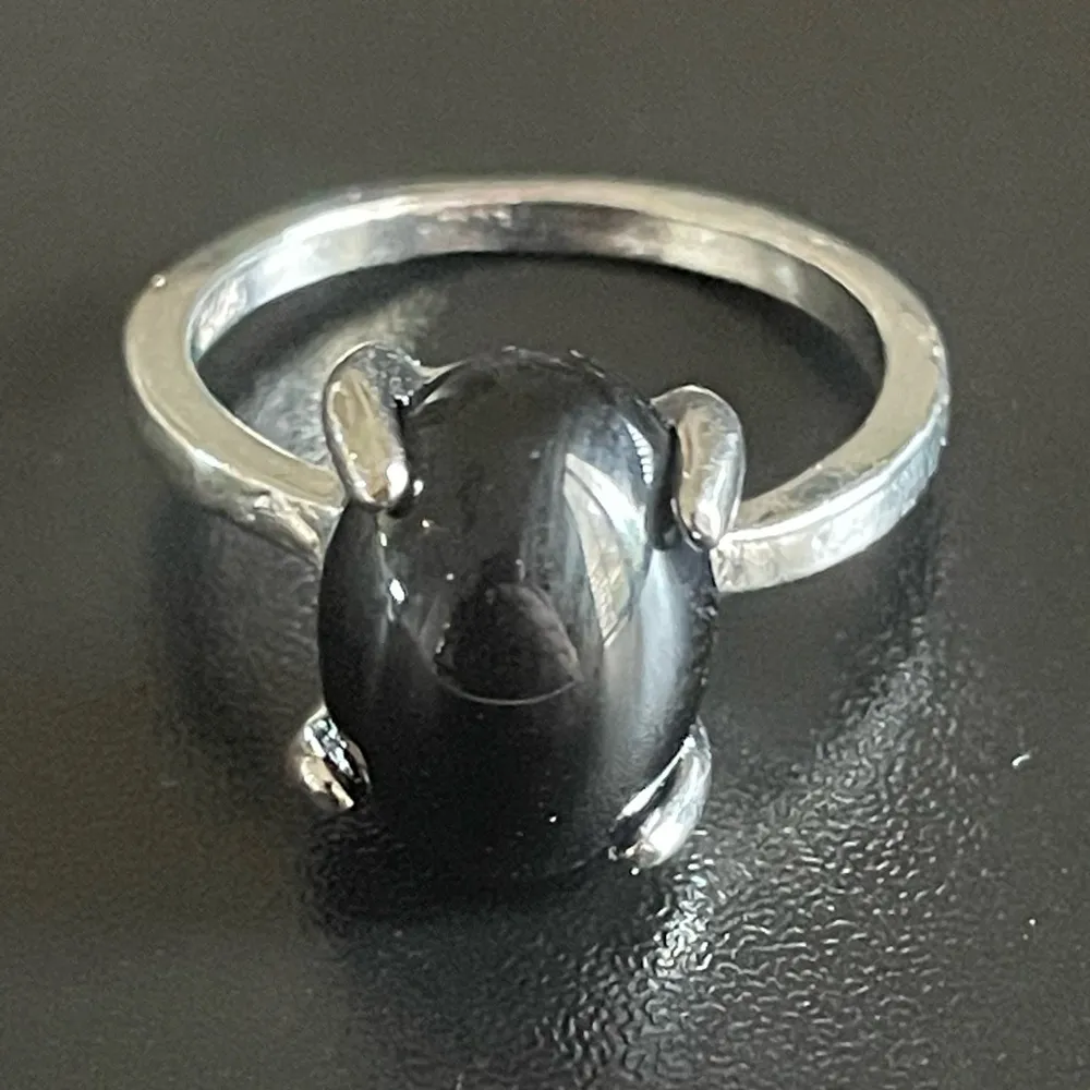 Oval black obsidian S925 silver ring - Image 9