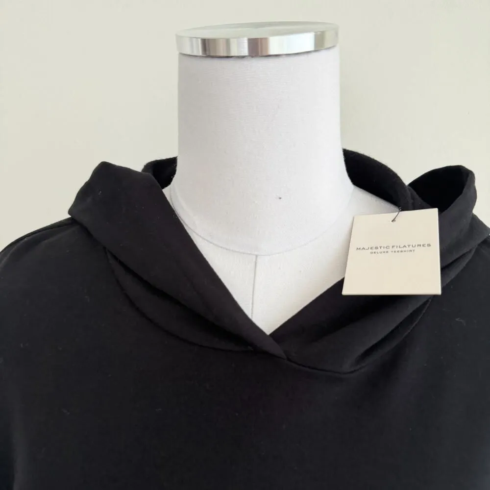 Majestic Filatures Sweatshirt Women 4 Large Black Hooded Deluxe Teeshirt Sweater - Image 3