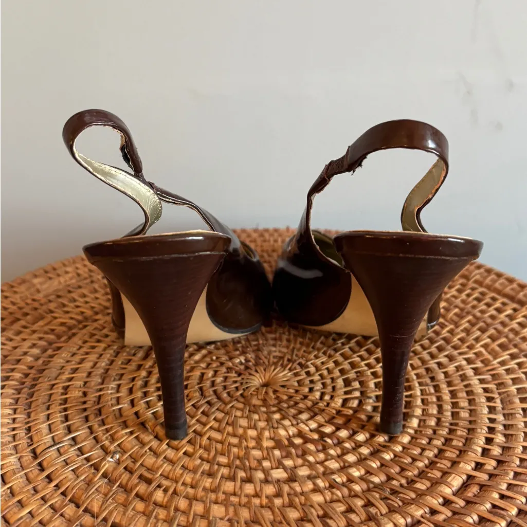 Guess by Marciano brown patent leather slingback heels - Image 3