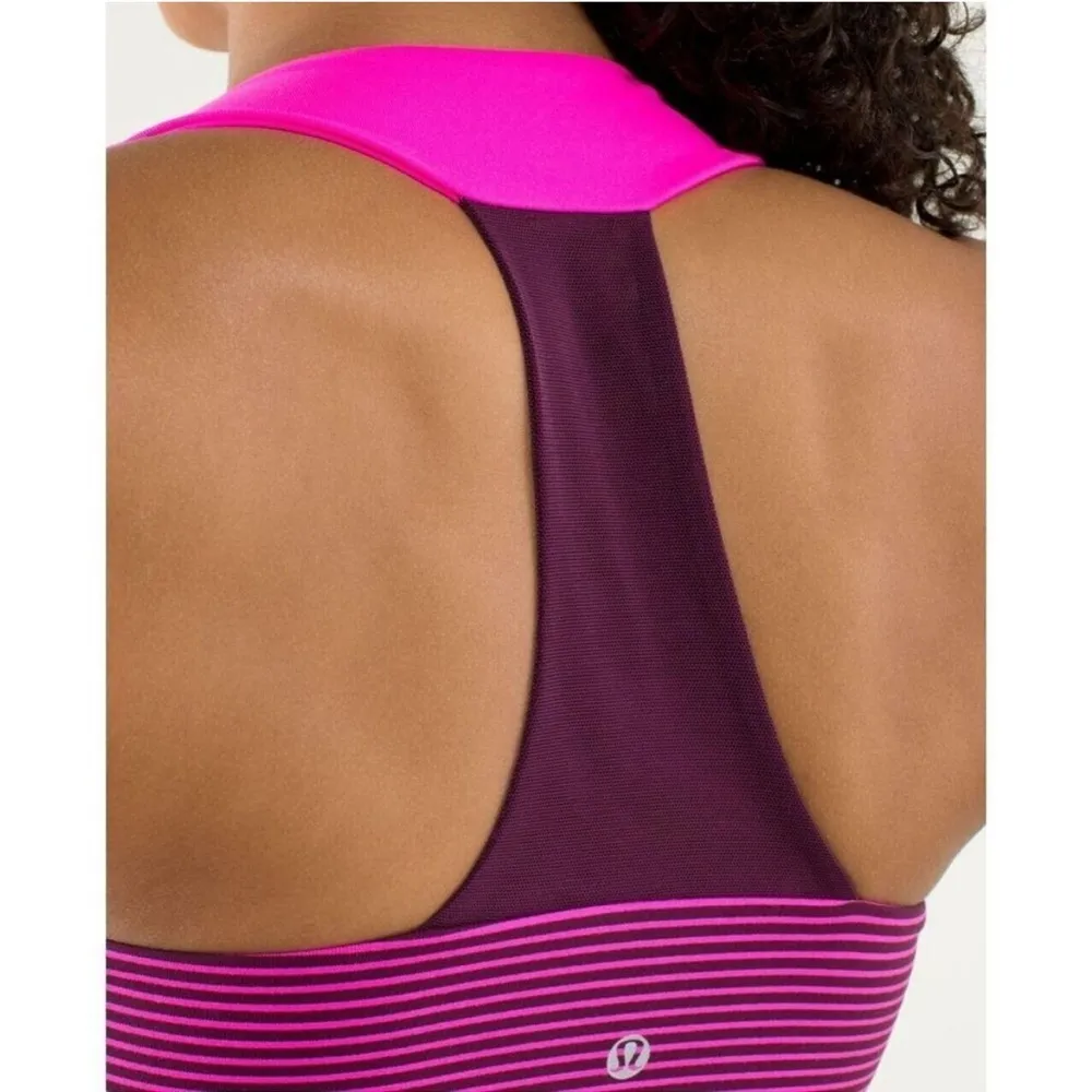Lululemon Athletica Scoop Neck Tank Hyper Stripe Raspberry Glo Light 8 - Image 3