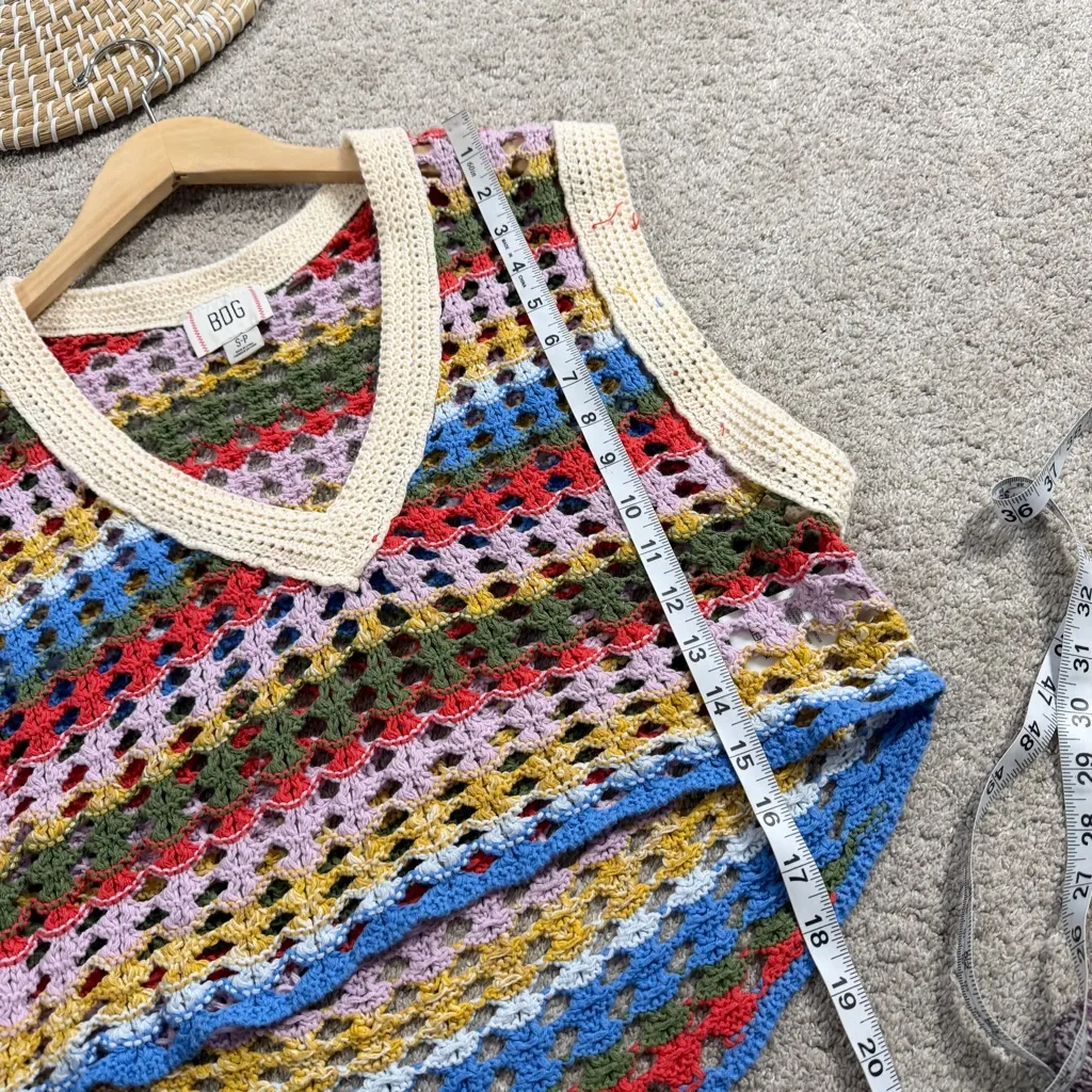 BDG Urban Outfitters Women’s Crochet Knit Tank Top V-Neck Crop Pullover Stripe S - Image 13