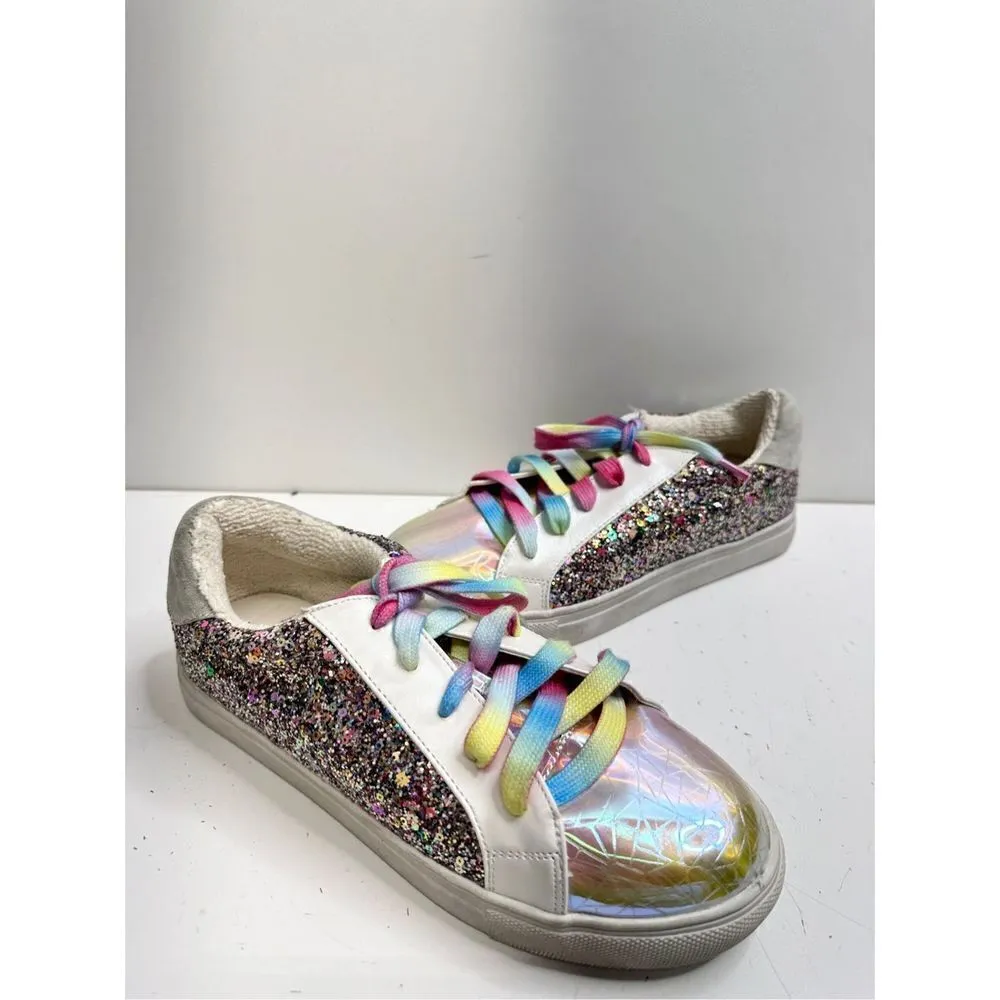 Steve Madden Girls Sneakers Jrize Sz 5 Multicolor Sequin Detailed‎ Lace Up Style - Image 6