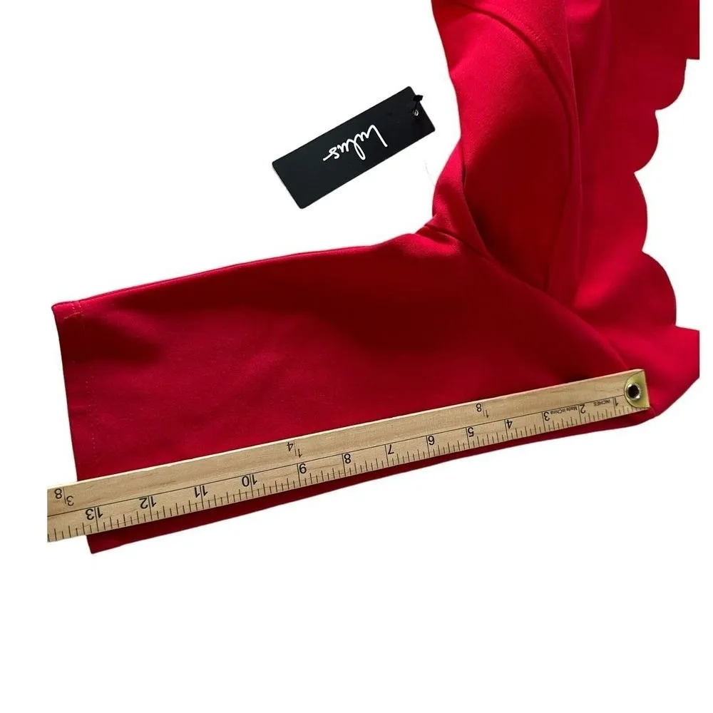 Lulus Red Mini Dress Size L Scallop Trim‎ Skater Flare Romantic Feminine NEW - Image 13