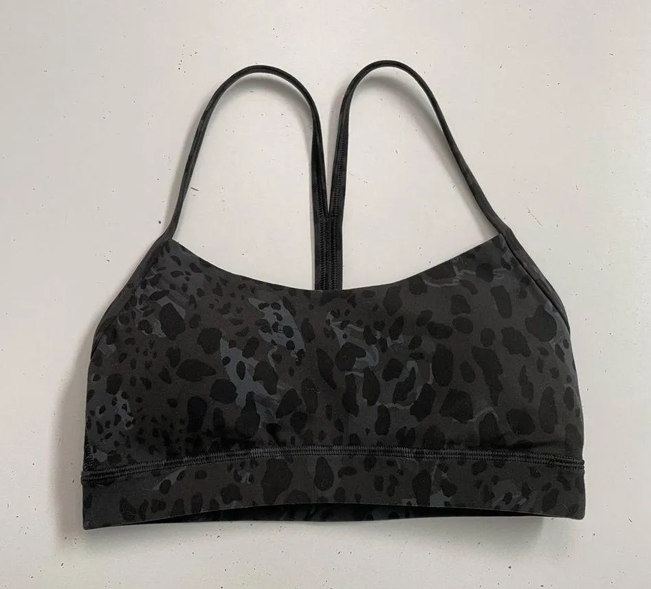 Sports Bra Flow Y Nulu Light Support Racerback Cheetah Camo Black Grey - Image 2