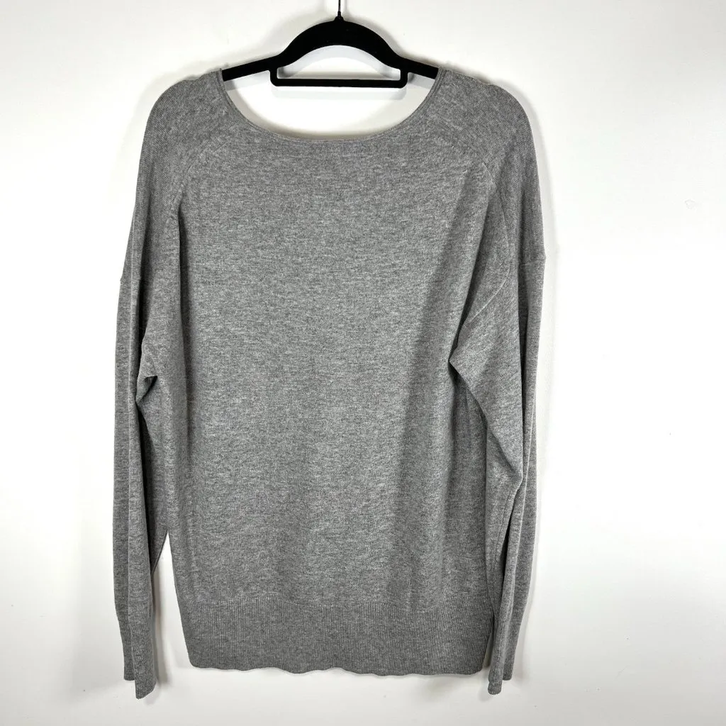 J Crew Sweater Women’s XL Grey Wool Blend V - Image 8