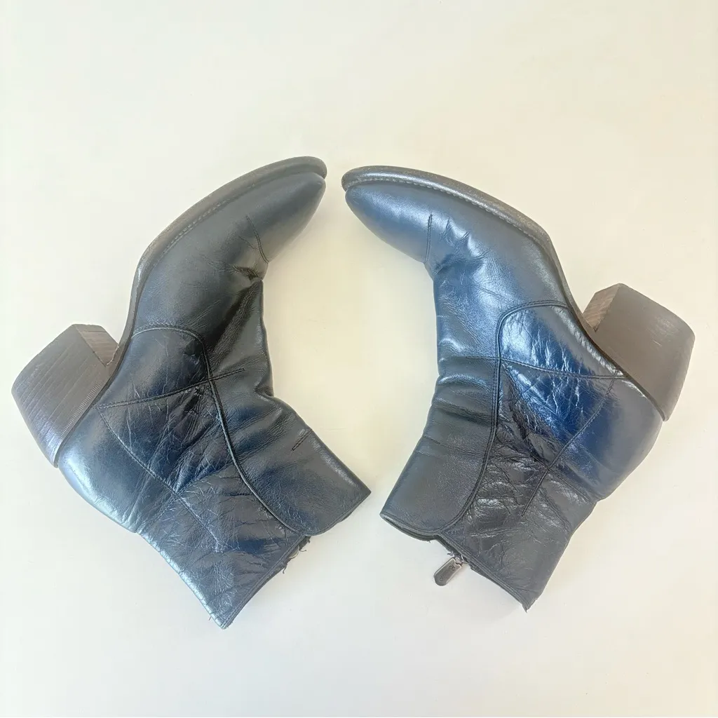 Rocco P. Italy Prussian Blue Leather Ankle Boots Zipper Women's Size 36.5 US 6.5 - Image 7