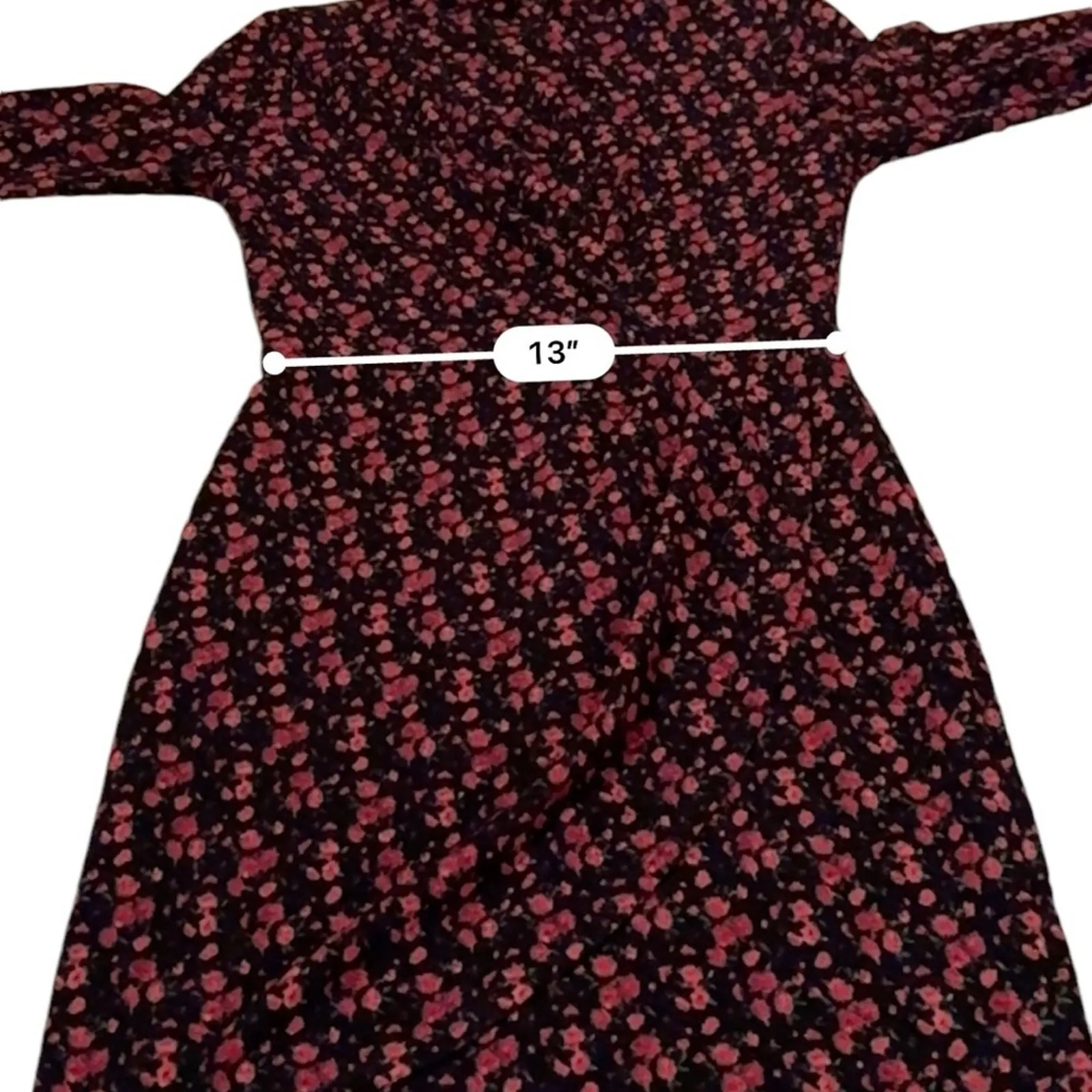 RTR Black Halo‎ Briar Long Sleeve Black & Red Rose Floral Print Mini Dress Sz 6 - Image 14