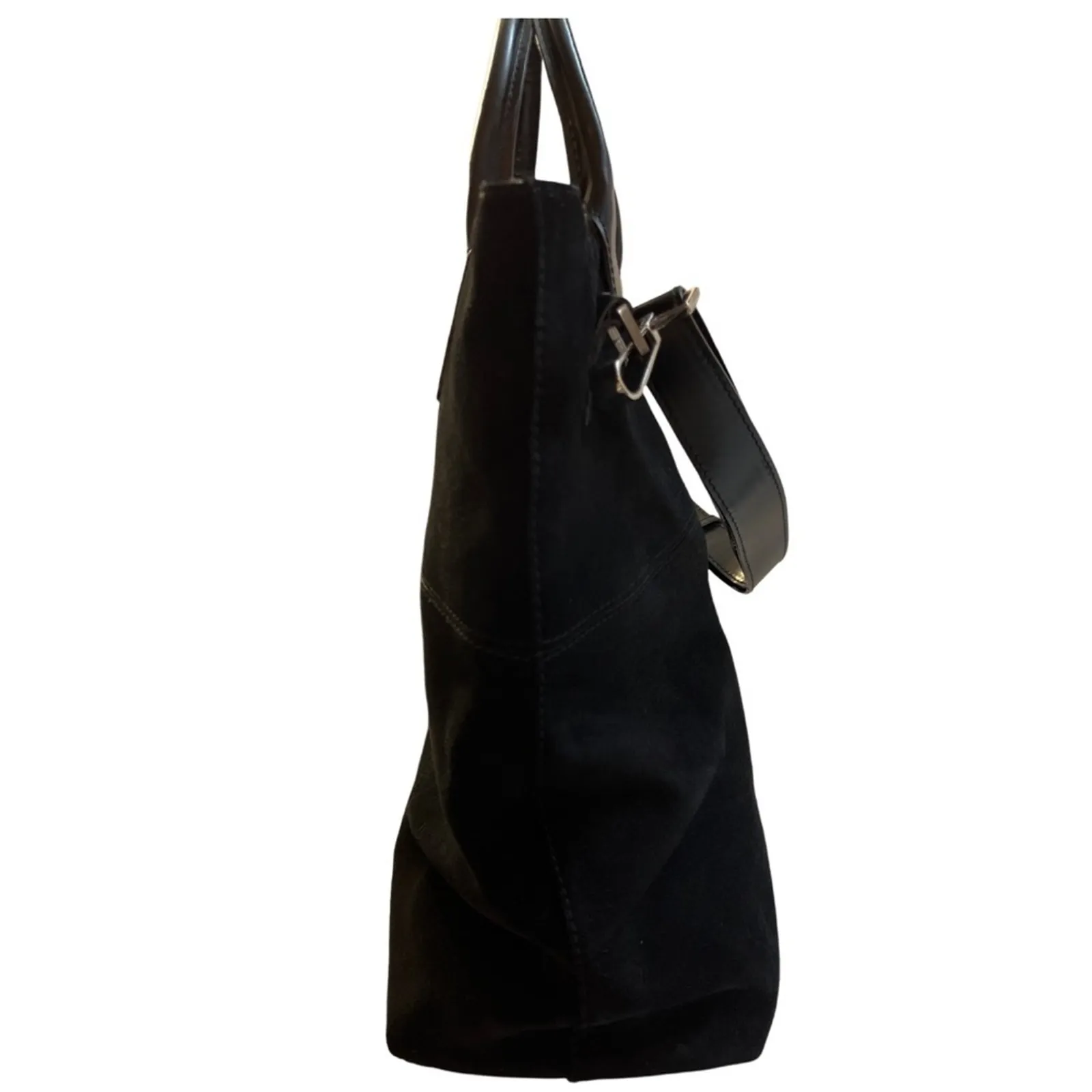 Gucci Tom Ford Vintage Made In Italy Black Suede Tote Bag Rago Bros Restored - Image 11