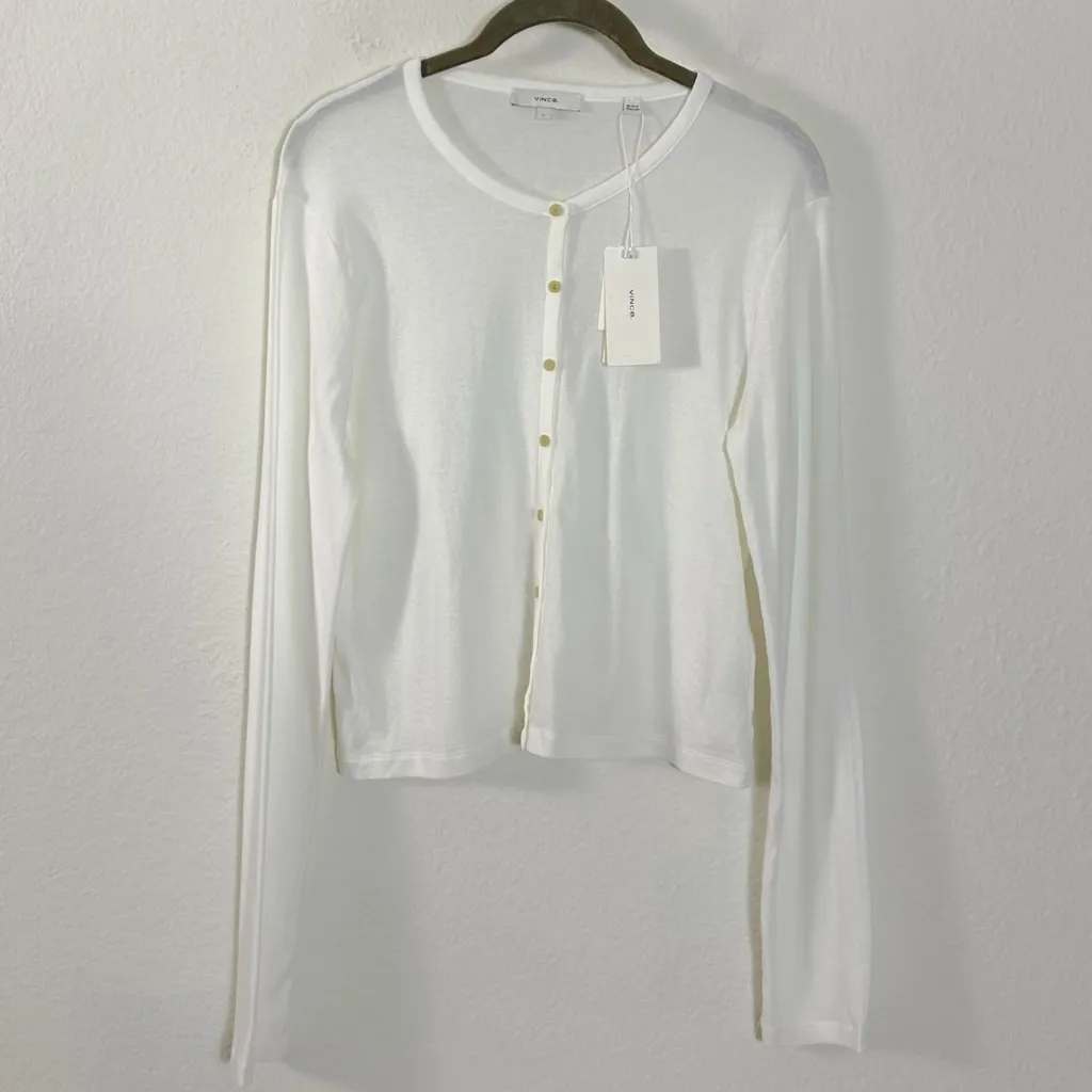 Revolve Vince Cropped Cardigan in Optic White Size Large NWT - Image 2