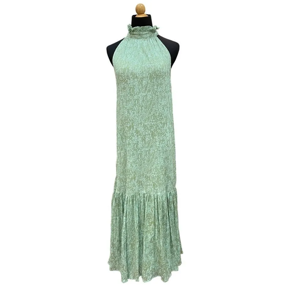 Cleobella Maci Splash Print Sleeveless Organic Cotton Dress in Green Size Small - Image 6