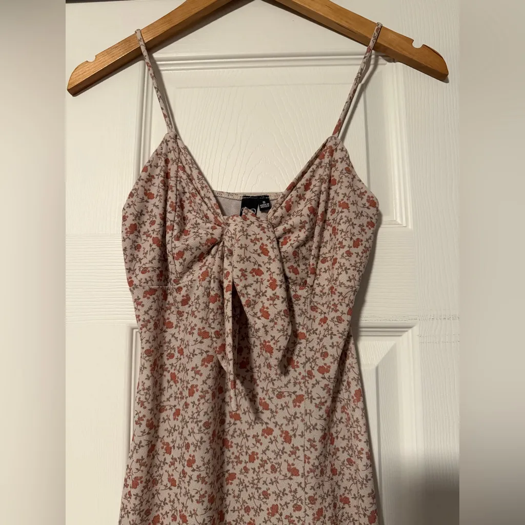 Windsor Orange Tank Midi Slit Ditsy Floral Dress Spring Coquette Fairy Orange - Image 4