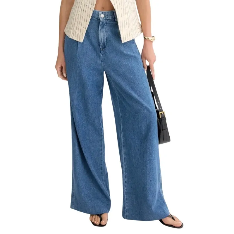 DL1961 Hepburn Wide Leg High Rise Pleated Jeans in Blue Wash, Size 29 - Image 2