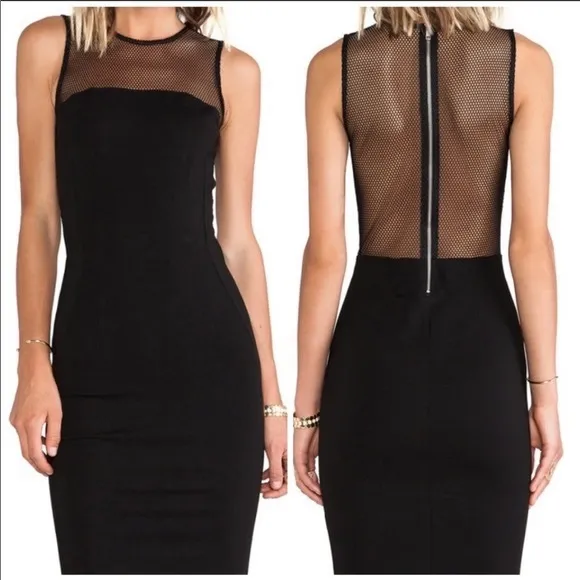 Torn by Ronny Kobo Fishnet Panel Bodycon Dress Black XS - Image 2