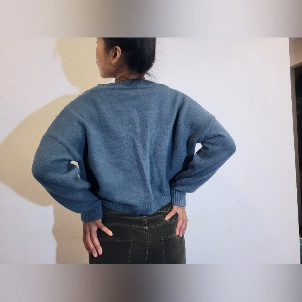 Witty Fox Ditzy Floral Crop Button Cardigan - Green - XL - Image 4