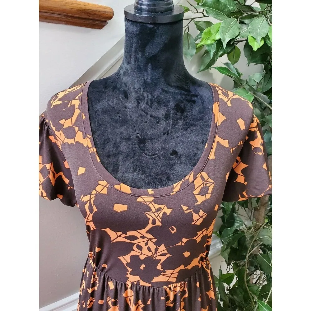 APT.9 Women's Brown Polyester Round Neck Short Sleeve Knee Length Dress Size XL - Image 5