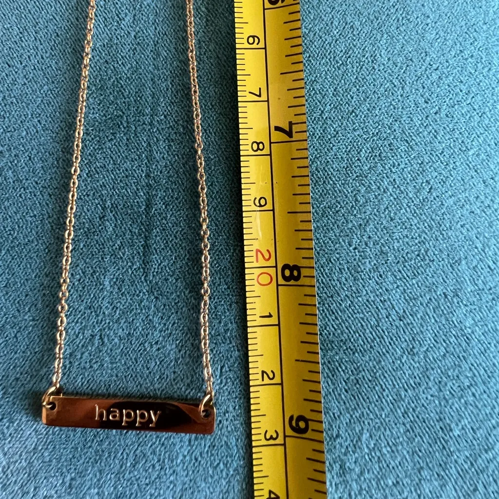 Gold 'Happy' Bar Necklace 18” - Image 4