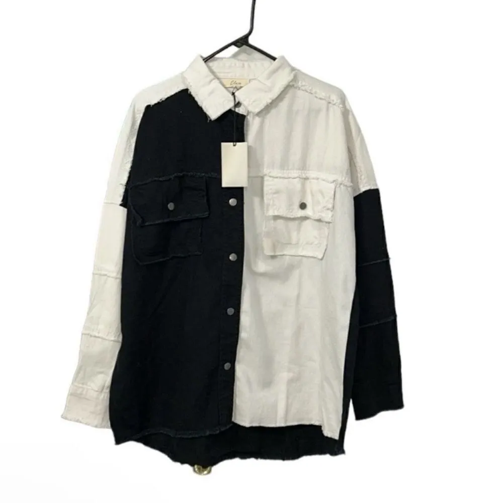 Elan Black & White Distressed Color block
Jacket/Shirt(Size Medium) - Image 4