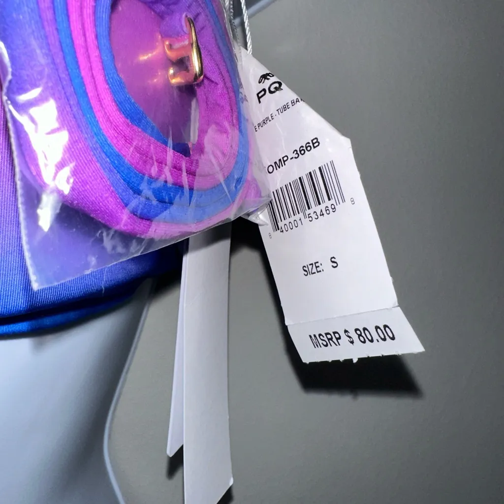 PilyQ Purple Ombré Bandeau‎ Bikini Top Optional Straps NWT Size S - Image 5