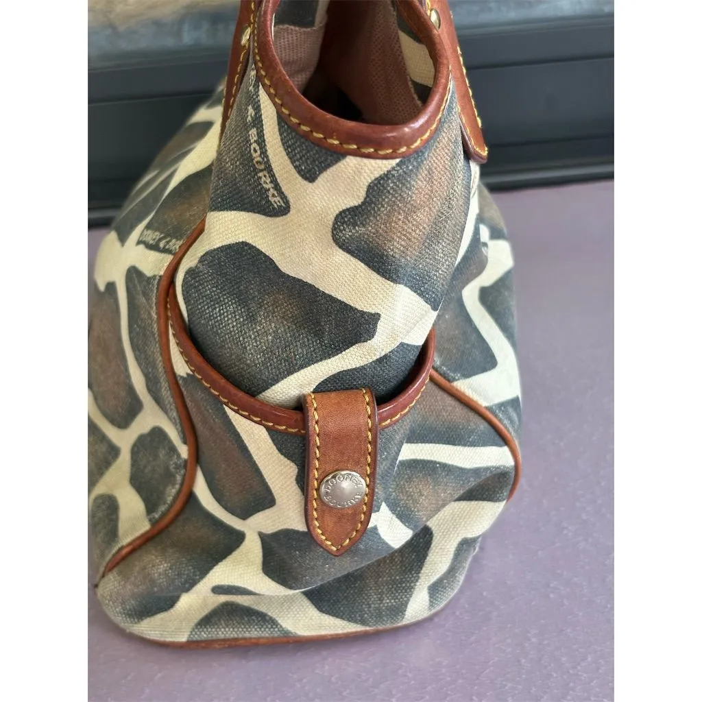 Dooney &‎ Bourke Vintage Giraffe Print Canvas Shoulder Bag Brown Women's - Image 4