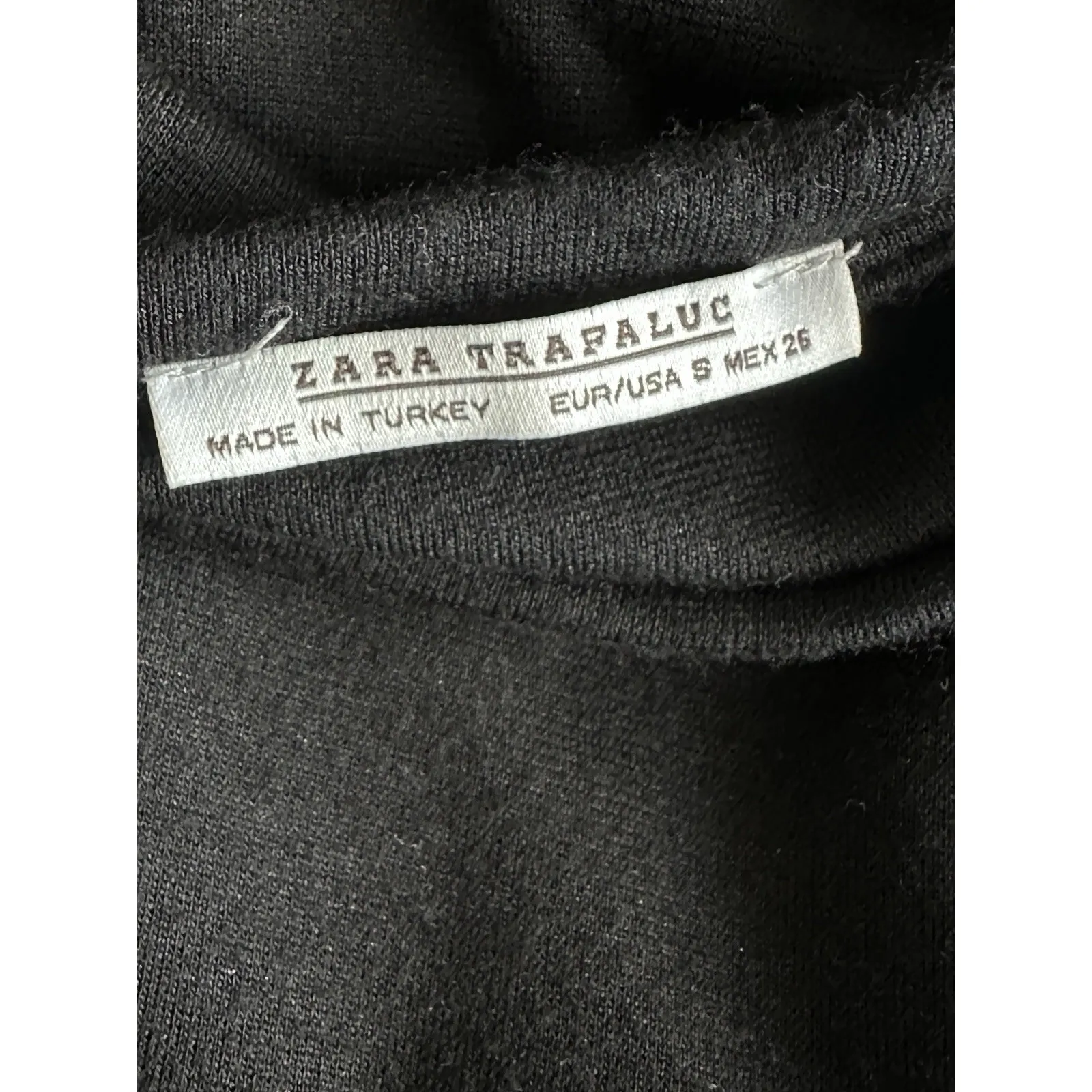 Zara Trafaluc Black Jersey Knit Shift Dress, Bell Sleeves, Sz S  (b48) - Image 5