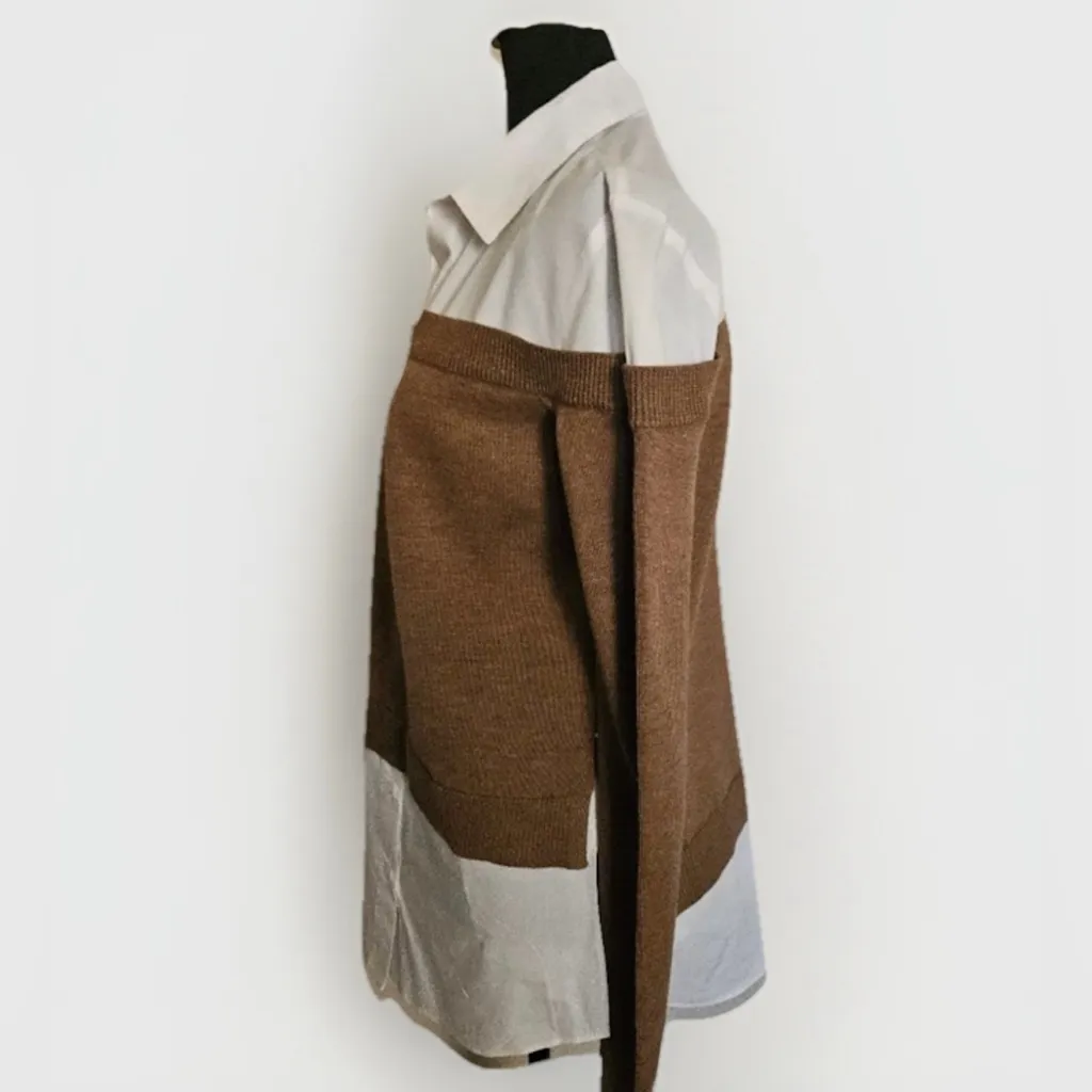 Pearl By Lela Rose 100% Wool Long Sleeve Blouse, Size XS New Brown - Image 10