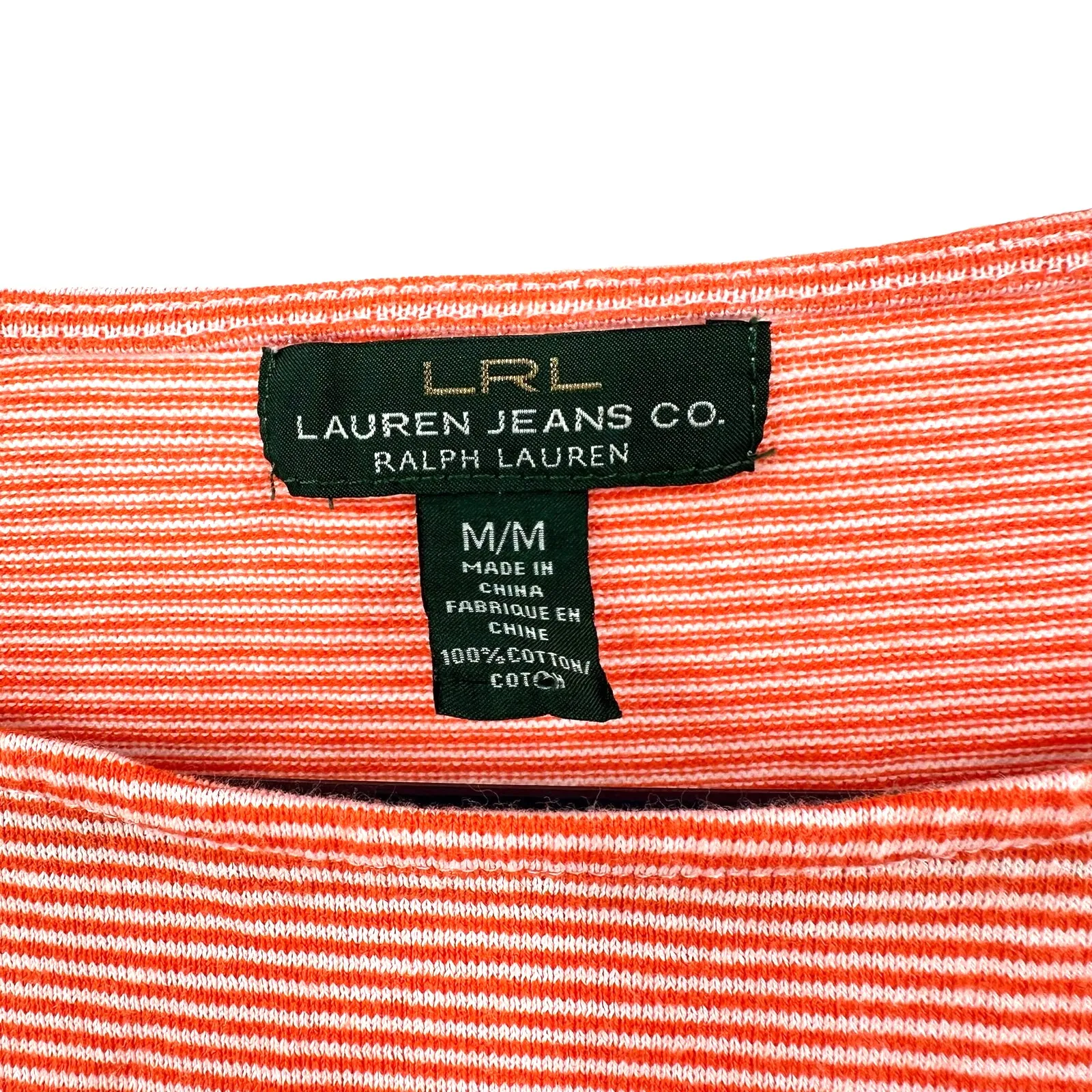 Lauren Jeans Co Size‎ Medium Shirt Red Pinstripe 3/4 Sleeve Casual Everyday LRL - Image 4