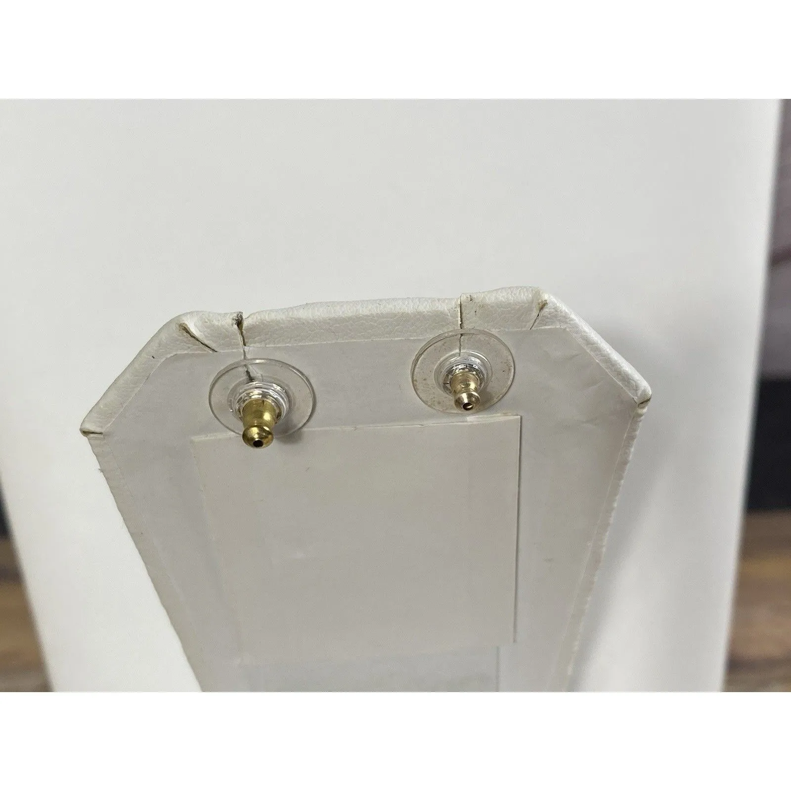 VINTAGE MODERNIST GIVENCHY PIERCED GOLDTONE EARRINGS - Image 4
