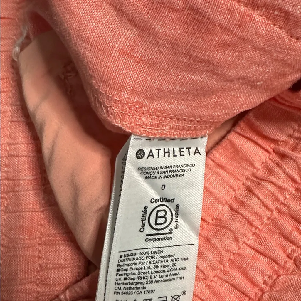 Athleta Retreat Linen High Rise Wide Leg‎ Pant Sunset Glow Orange Size 0 - Image 13