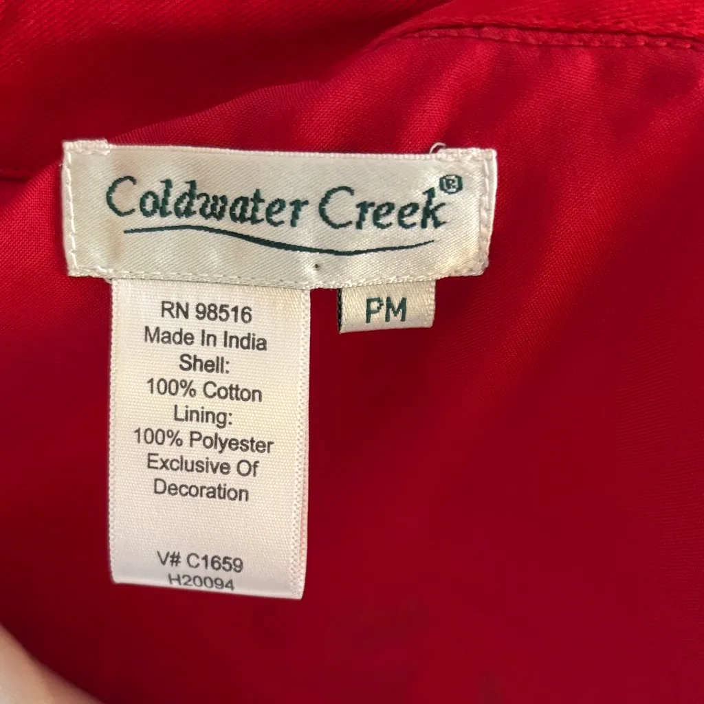 Coldwater Creek Red Embroidered Twill Jacket Petite Medium PM - Image 3