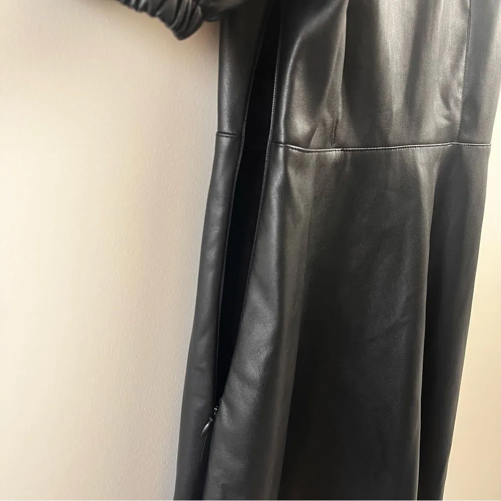 NWT ZARA Bloggers WOMAN FAUX LEATHER MINI DRESS PUFF SLEEVES Size S - Image 8