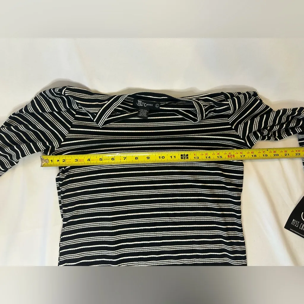 Miss Chievous Black and White Striped Bell Sleeve Top - Image 5
