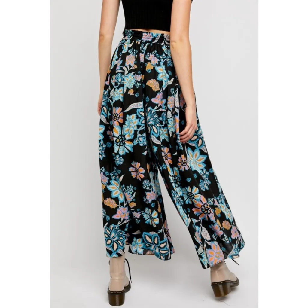 Free People Take it Easy Floral Lounge Pant in Twilight Wide Leg Medium - Image 4