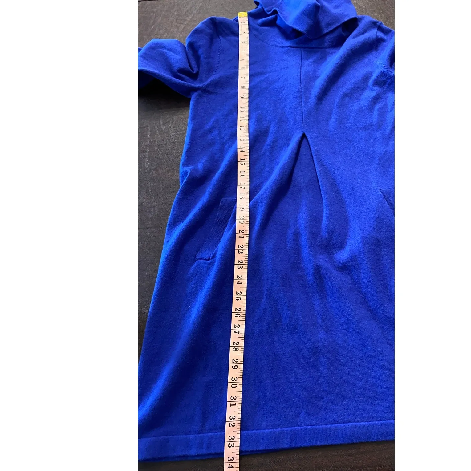 Tyler Böe Blue Funnel Neck Sweater Dress Small Cotton Cashmere Knit Pockets - Image 7